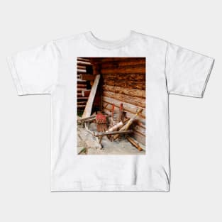 Wooden Objects Outside Forest Hut Kids T-Shirt